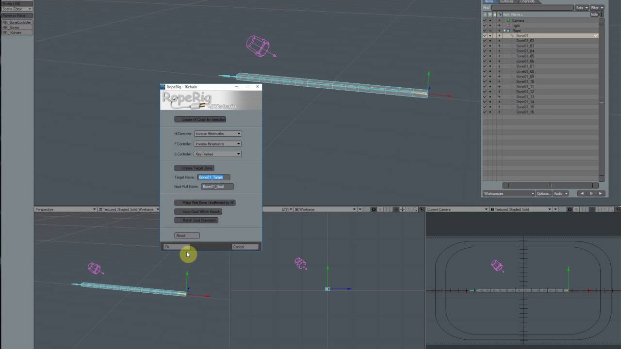 speed cable, Lightwave 2015 + RopeRig plugins