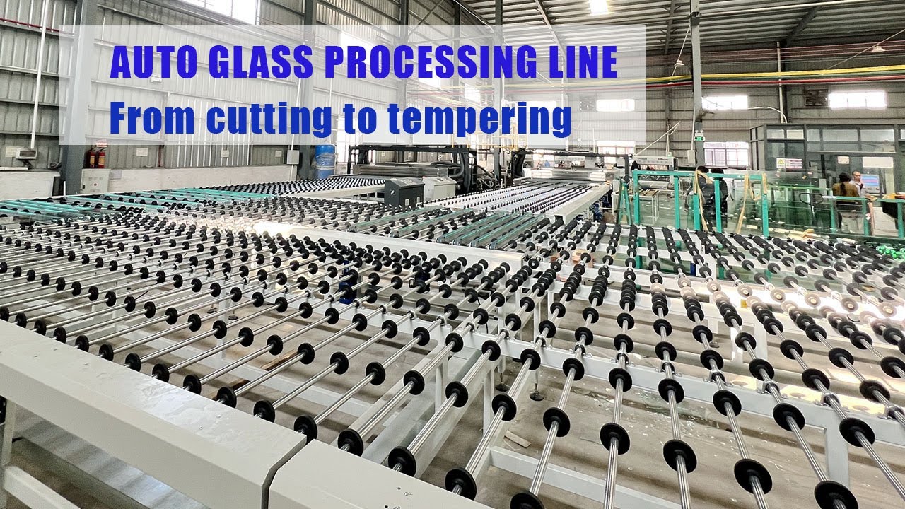 Complete automatic glass tempering line with cutting, double edgers, washing and tempering