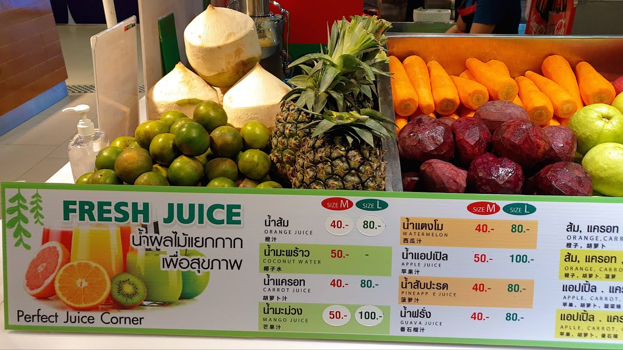 $1 cheap fruit juice in Chiang Mai, Thailand (2025) (4K) (100% real fruit juice)