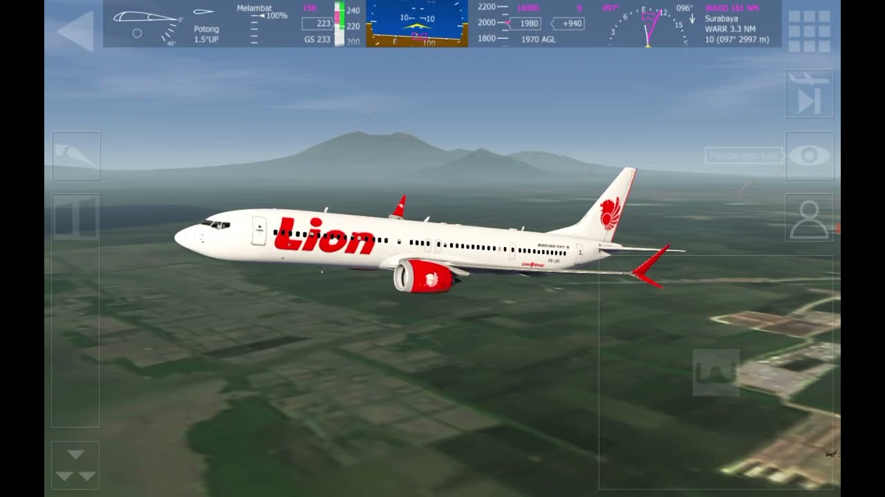 Aerofly FS Global 2026 B737 MAX 9 Livery Lion Air Route Surabaya SUB - Bali DPS Cold And Dark