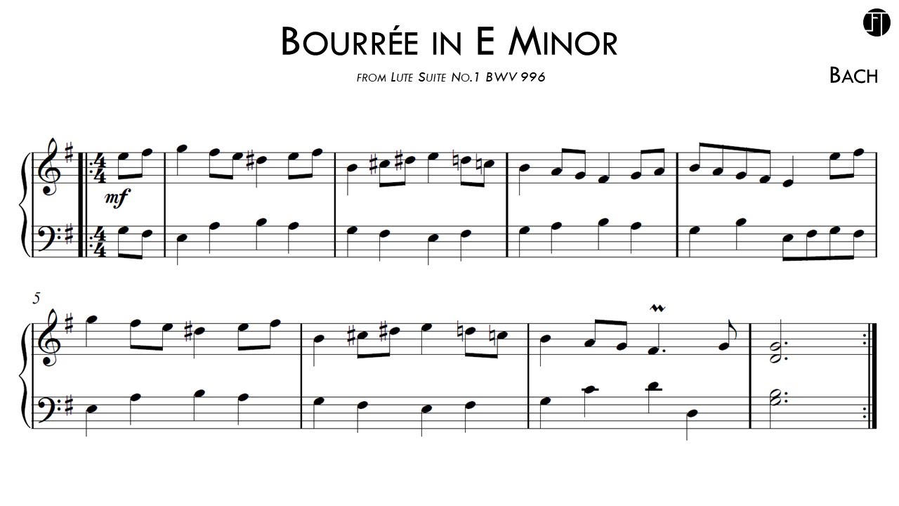 Johann Sebastian Bach - Bourr&eacute;e in E minor (Score-Video)