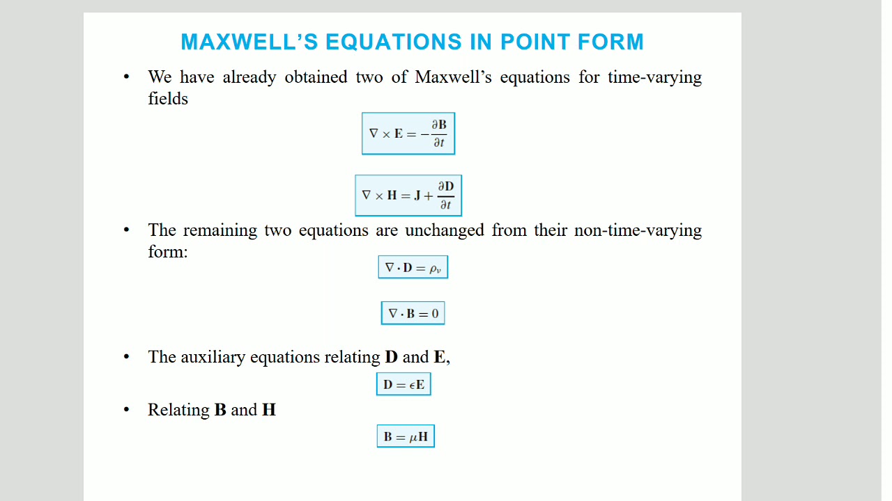 Maxwell equation in point form