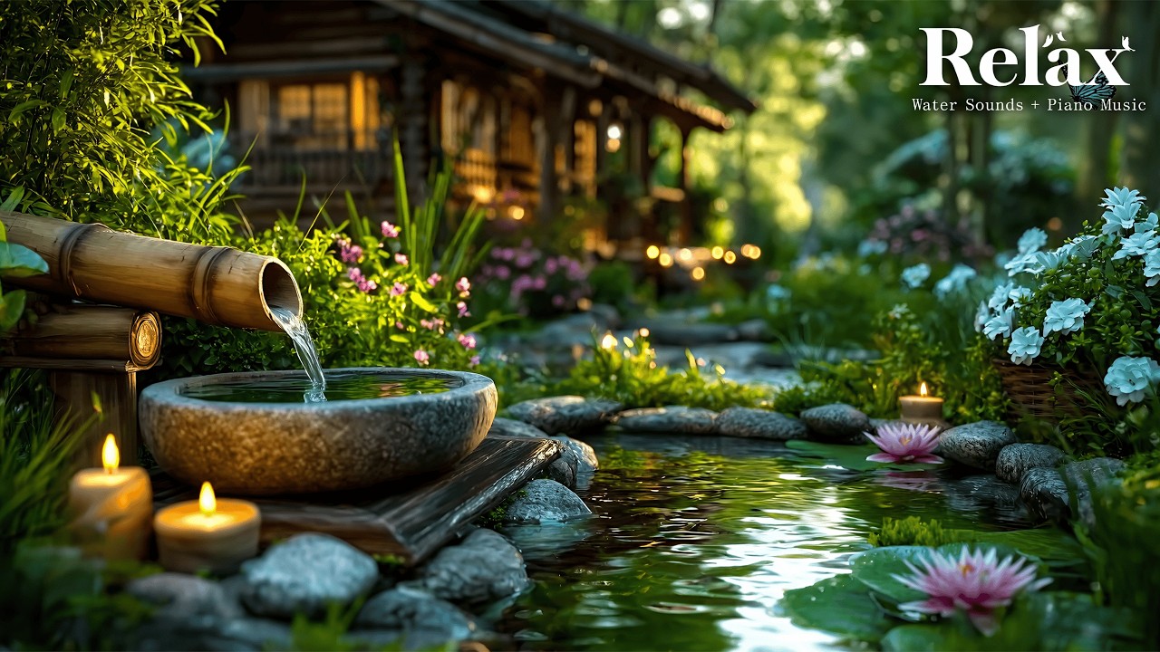 Calming Music for Sleep 🌿 Bamboo Water Sounds, Healing Piano Music, Deep Sleep, Spa & Massage Music
