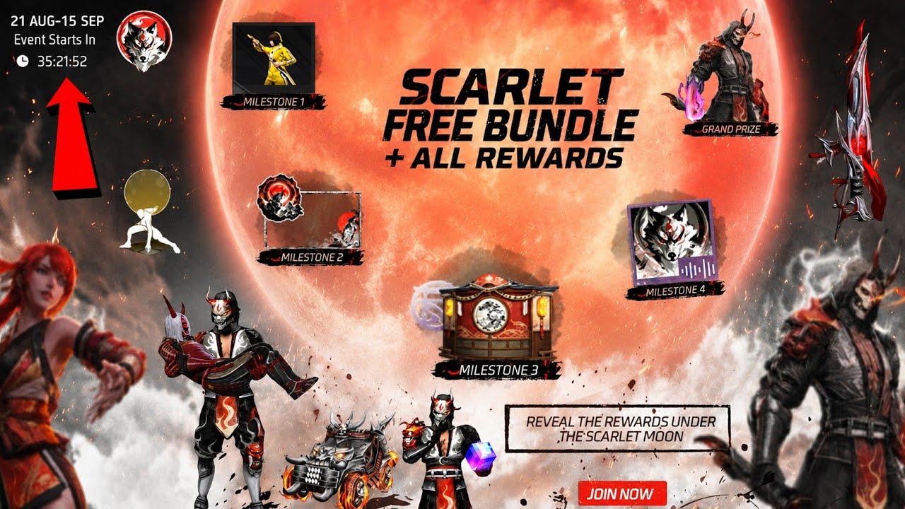 Scarlet Free Bundle + All Rewards 🤯 Bloodmoon Interface Event Free Rewards Free Fire | New Events