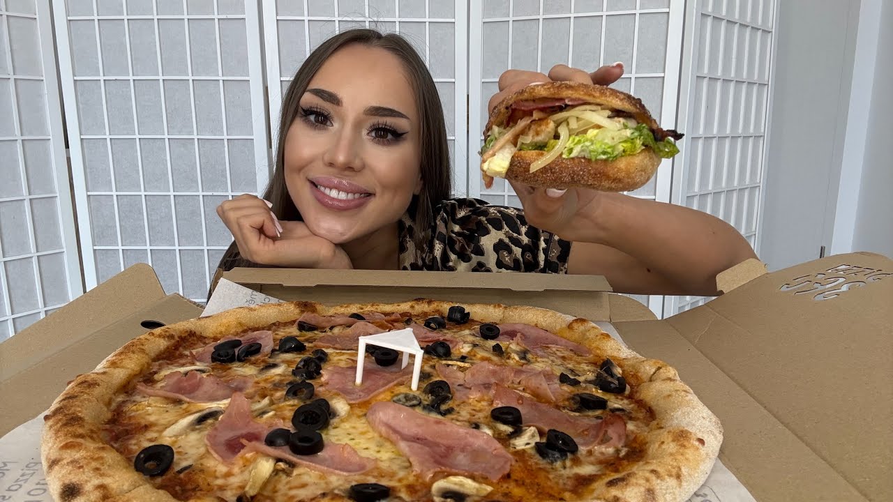 Mukbang/ Пицца 🍕 Цезарь-бургер/ Отвечаю на вопросы