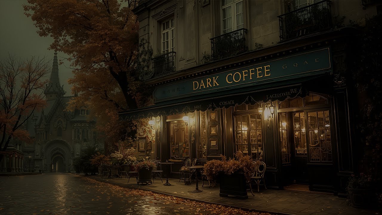 Vintage Coffee Shop on a Quiet Street | Moody Autumn Piano for Study & Slow living | Dark Academia