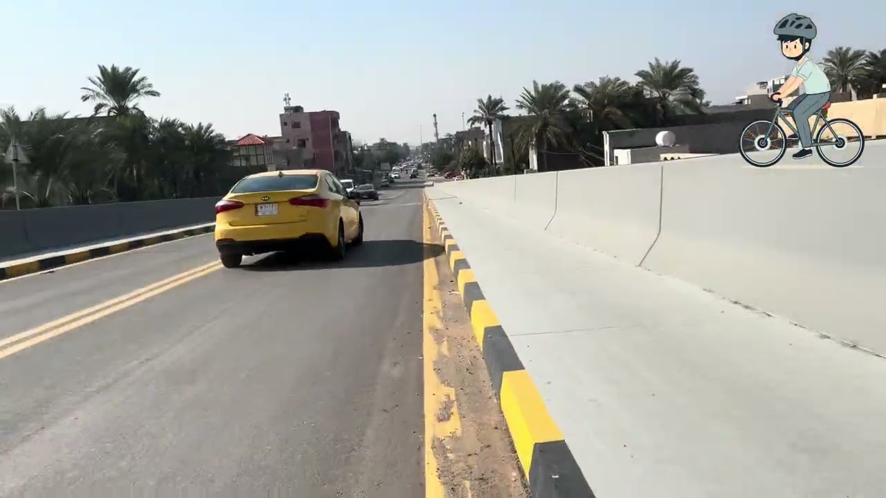 عبور مجسر فوق طريق سريع/ مجازة خطر / Crossing a bridge over a highway/dangerous crossing