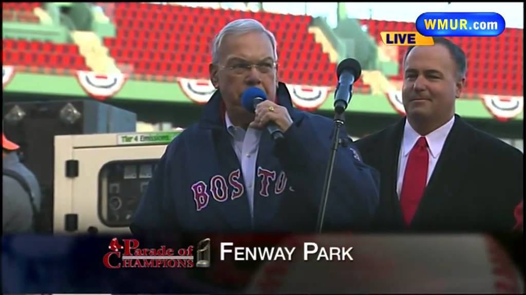Boston Mayor Tom Menino speaks at Red Sox rally