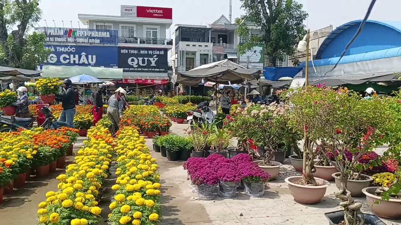 Chợ hoa Vàm Cống, trưa 27 Tết.