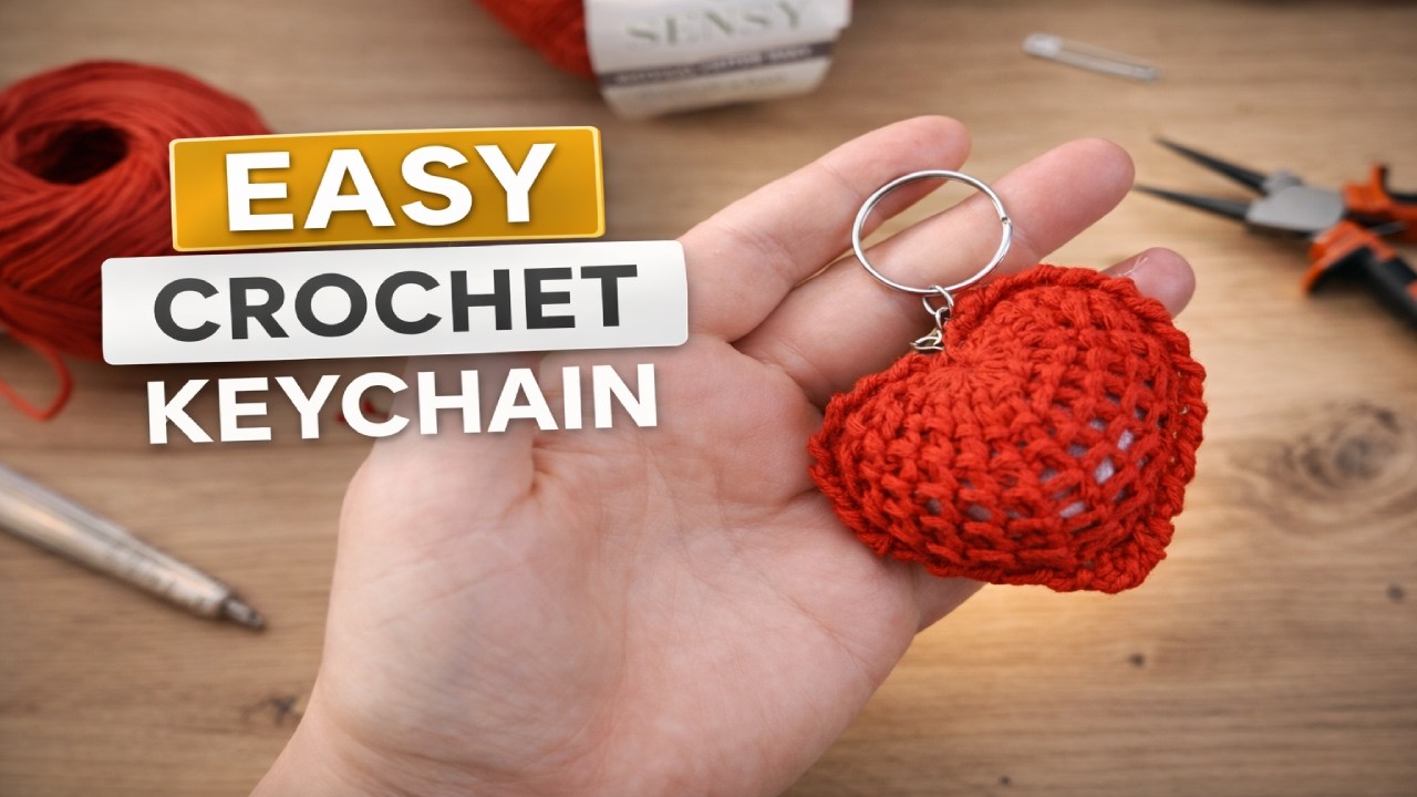 Easy Crochet Heart Keychain Tutorial