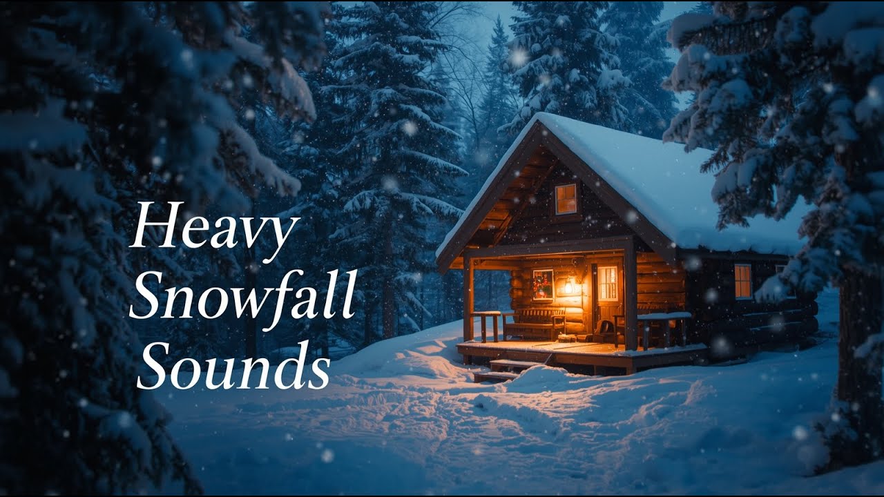 Heavy Snowfall Sounds for Sleep & Relaxation | Cozy Winter ASMR in Forest Cabin ❄️