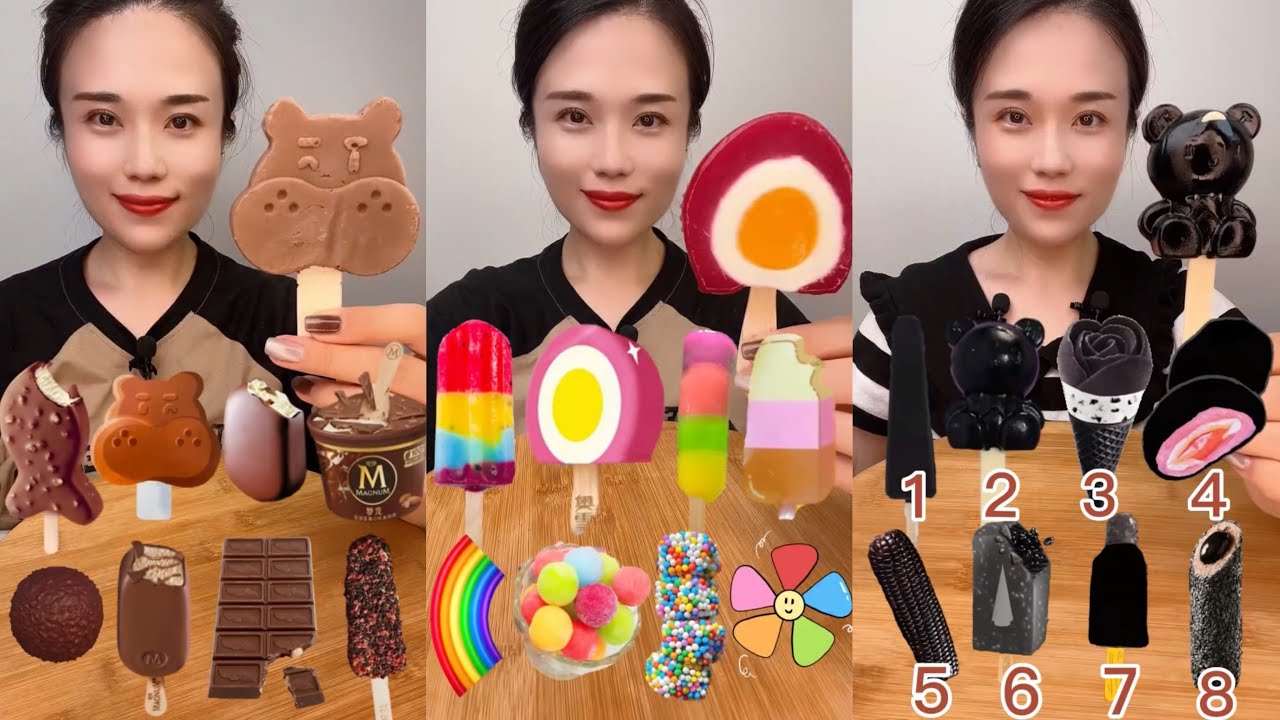 Asmr Eating Emojis İce Cream 🍧🍦Crunchy Amazing Sounds Mukbang