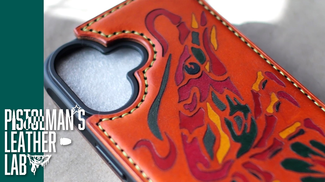 【Leather Craft】革象嵌アートワークの作り方★縦開き式スマホカバー／Vertical Flip Phone Cover“Gal”n★【Showcase】#iphonecase