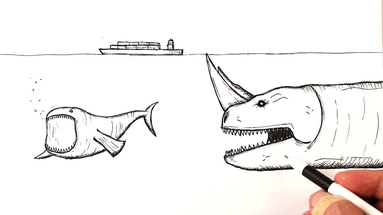 How to draw a Sea Monster attacking Bloop