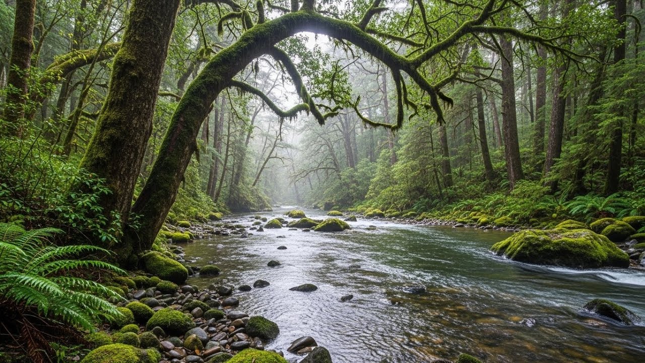 Relaxing Soothing Rainfall with Natural River Sounds for Anxiety Relief and Inner Peace