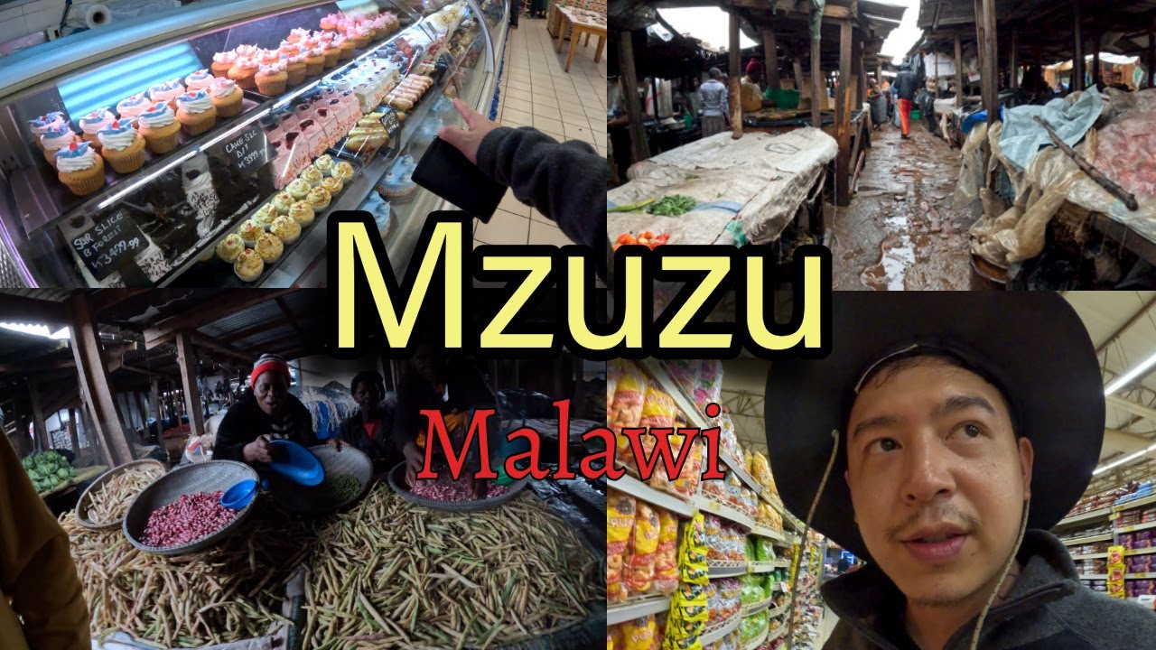 Foreigner walking through Mzuzu Market & Supermarket - Malawi