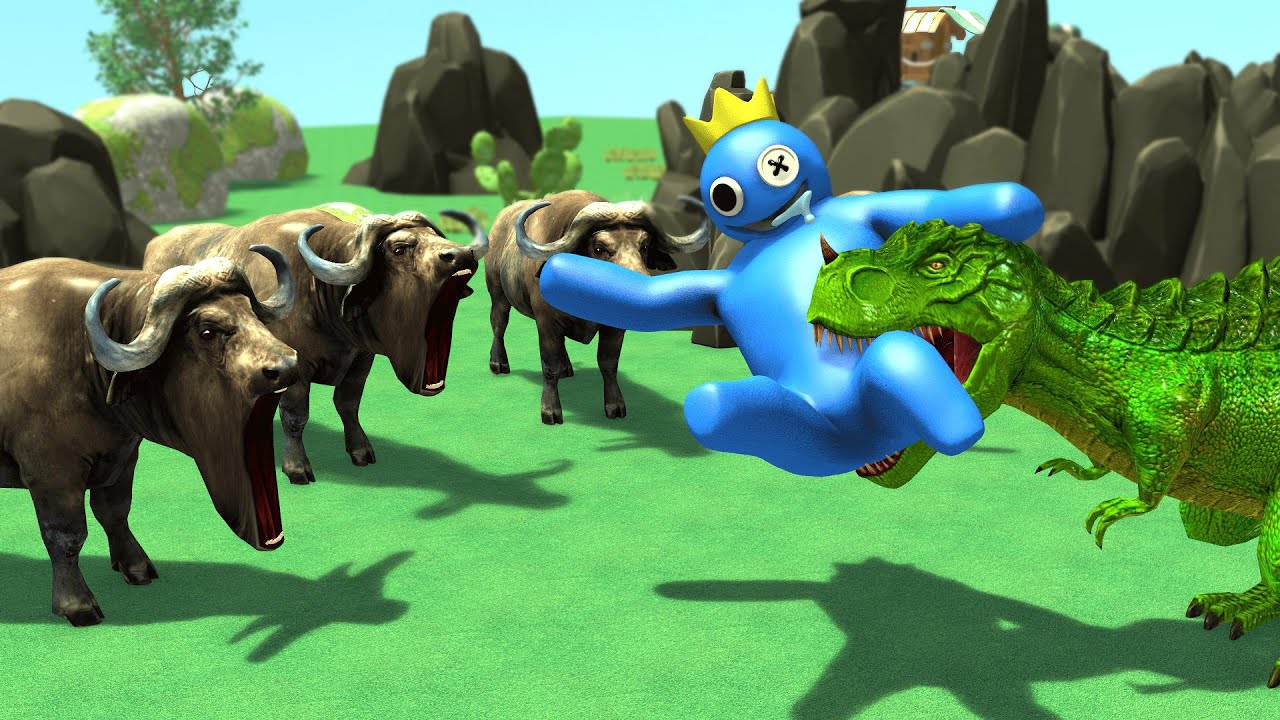 Rainbow Friends vs Dinosaur vs Buffalo, Cartoon Animation