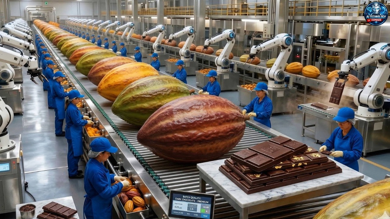 Inside the Luxury Black Chocolate Factory: Epic Bean to Bar Process | AI Technology Exposed