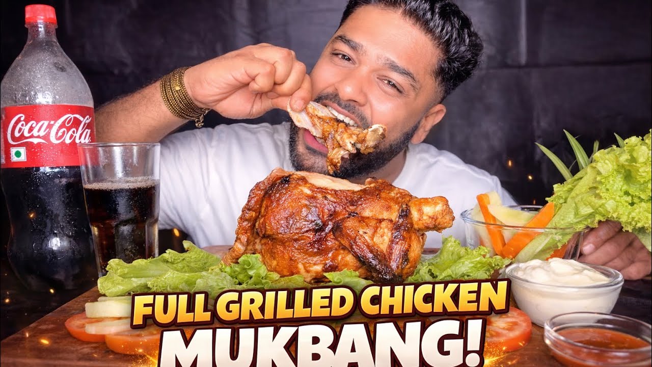 “1kg Full Grilled  Juicy Chicken Mukbang Feast!”
