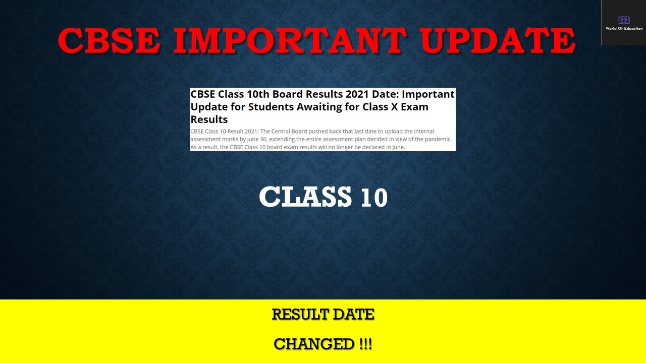 CBSE IMPORTANT UPDATE CLASS 10