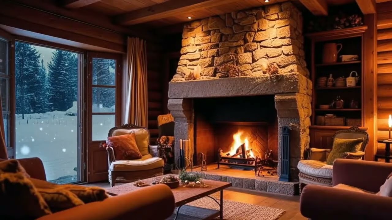 Play Now🔥 Fireplace Sound with Calming Music Meditation 🎷 The Ultimate Sleep Sound Experience!
