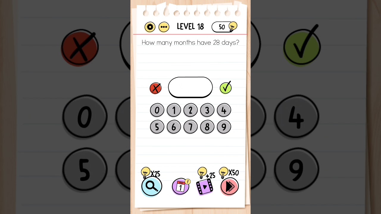 How many months have 28 days? Brain Test Level 18