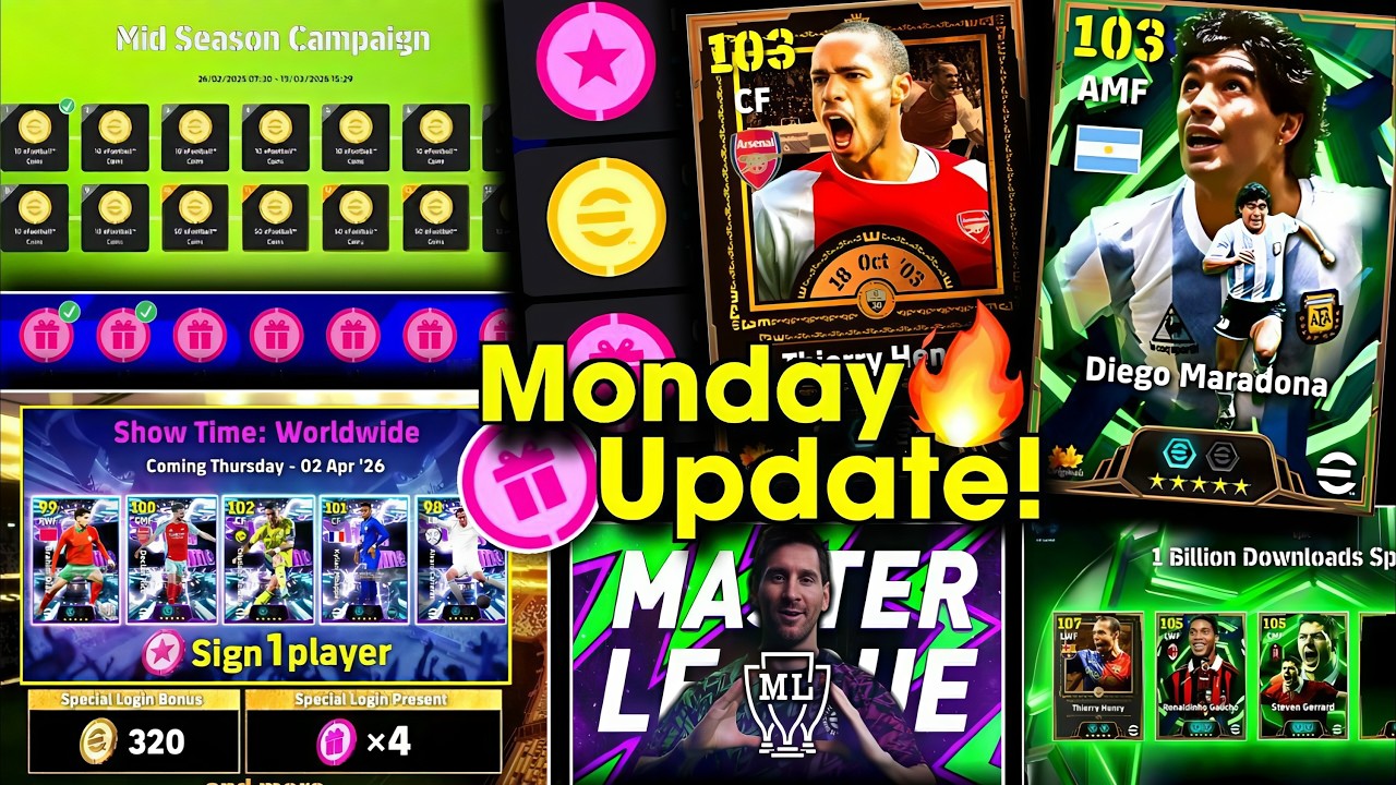 What Is Coming On Monday And Next Thursday In eFootball 2026 Mobile | Free Epic, Monday Update