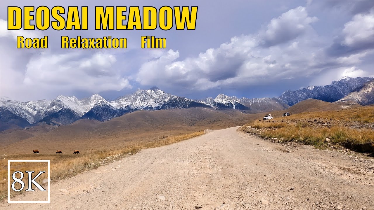 8K Deosai Meadows Drive | Breathtaking Views & Calming Music | Relax & Unwind