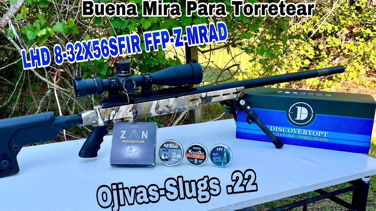 Discovery LHD 8-32X56SFIR Y Ojivas Slugs Barra 250Z .22 Camuflado