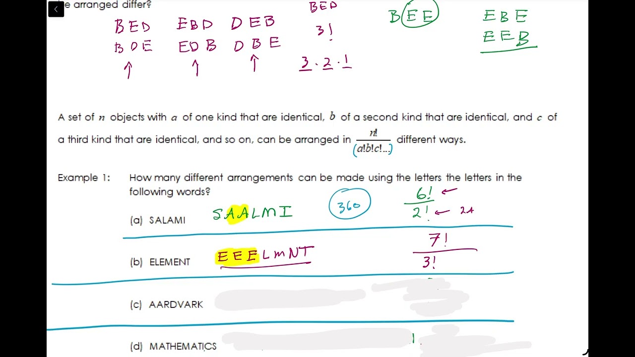 A12 C5.a Permutations when Objects are Identical