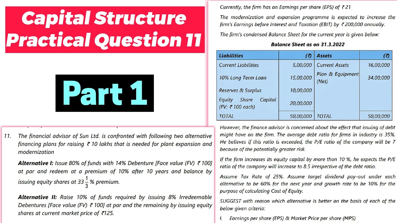 Practical Question 11 Part 1|Capital Structure CA Inter ICAI Module|New Scheme Batch| Kalariya Ketul