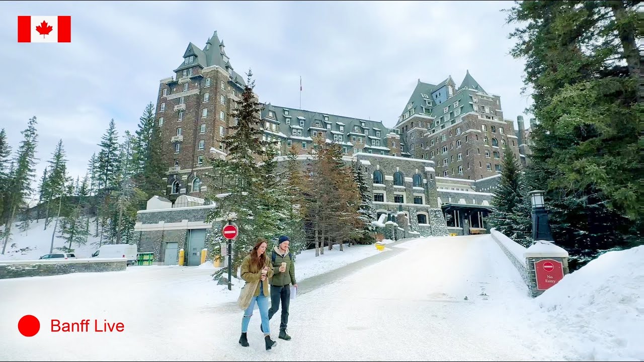 🔴  Banff LIVE - Winter Walk from Banff town to Banff Springs Fairmont hotel - January 22 2024