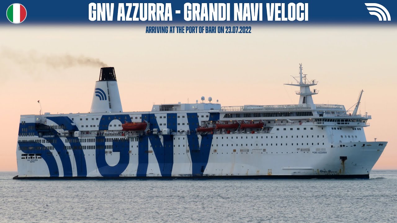 Arrival of ferry GNV AZZURRA, Bari (Grandi Navi Veloci) - HD 1080p