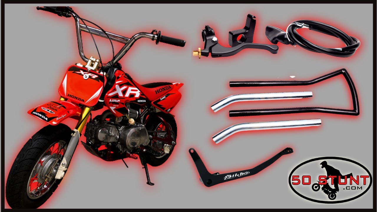 Установка ножного обруча и заднего ручного тормоза Honda XR50 от 50 STUNT