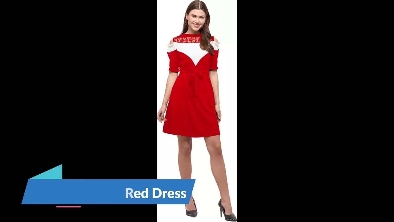Women Skater Red Dress Plus Size Fashion Clothes Shops