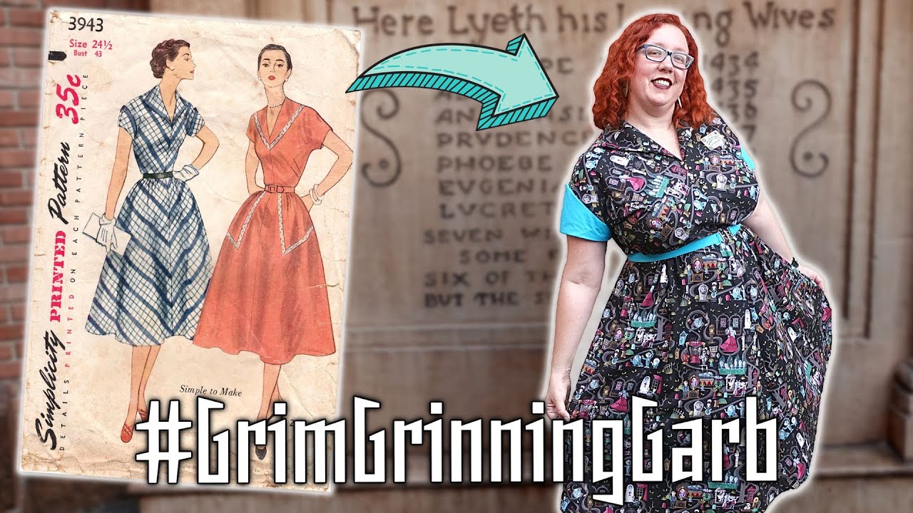 I made a 🦇1950's plus size Haunted Mansion dress🦇 with ​⁠@LadyRebeccaFashions  #grimgrinninggarb