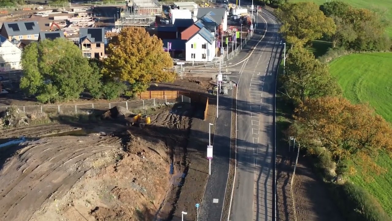 Gipsy lane, Nuneaton, new house site, new road layout and roundabout. Filmed 11th november 2023.