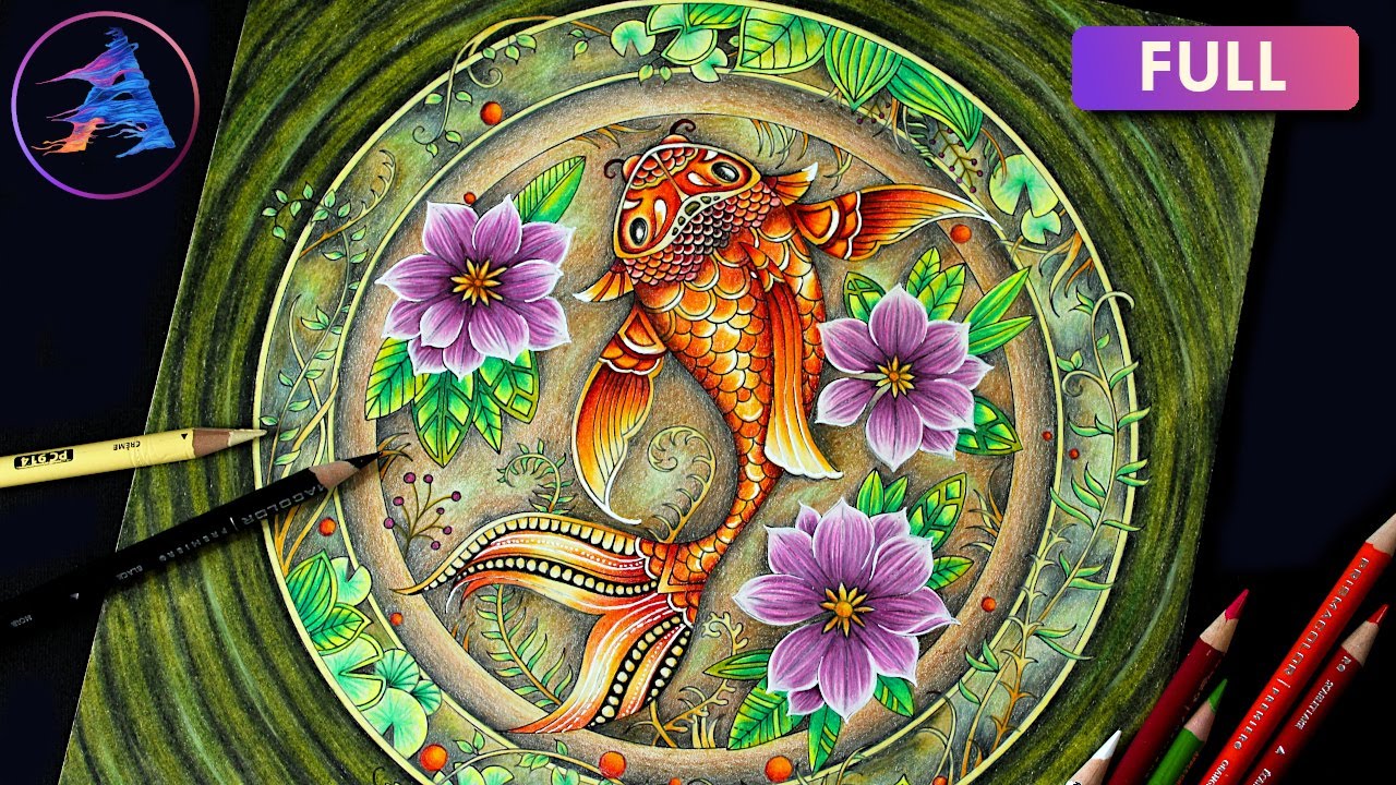 How to color fish on the bamboo background with Prismacolor pencils | Johanna Basford coloring book