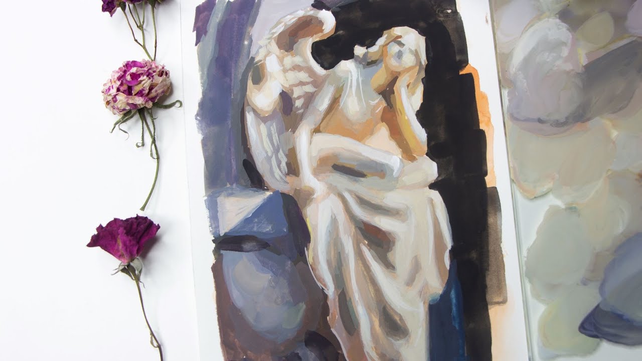 Paint with Me | Statue in GOUACHE | experience using Gouache, TIMELAPSE, Saturdays.