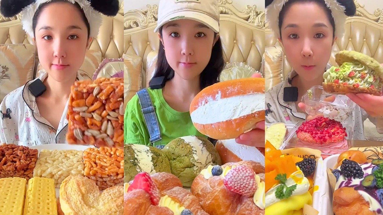 Cream Doughnuts, Matcha Buns, Fruit Desserts & Snack Mukbang #2