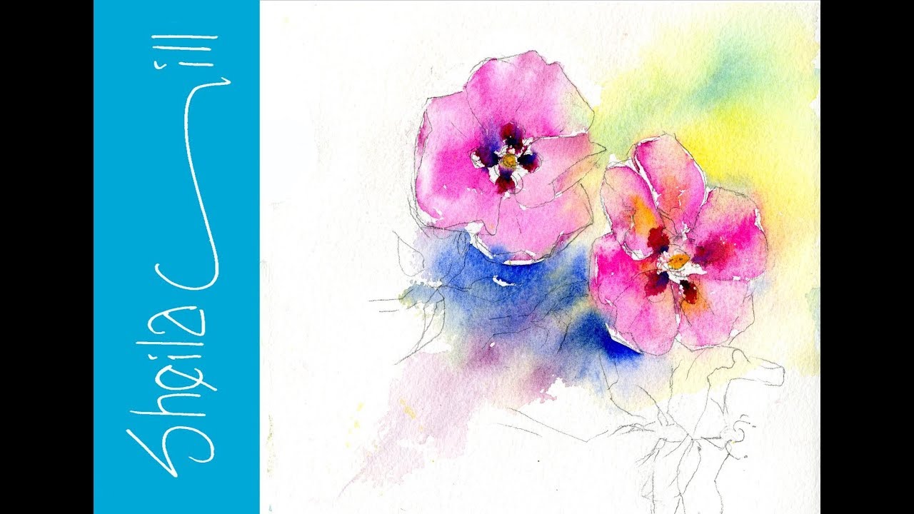 How to paint a Rock Rose very loose wet into wet watercolour by Sheila Gill