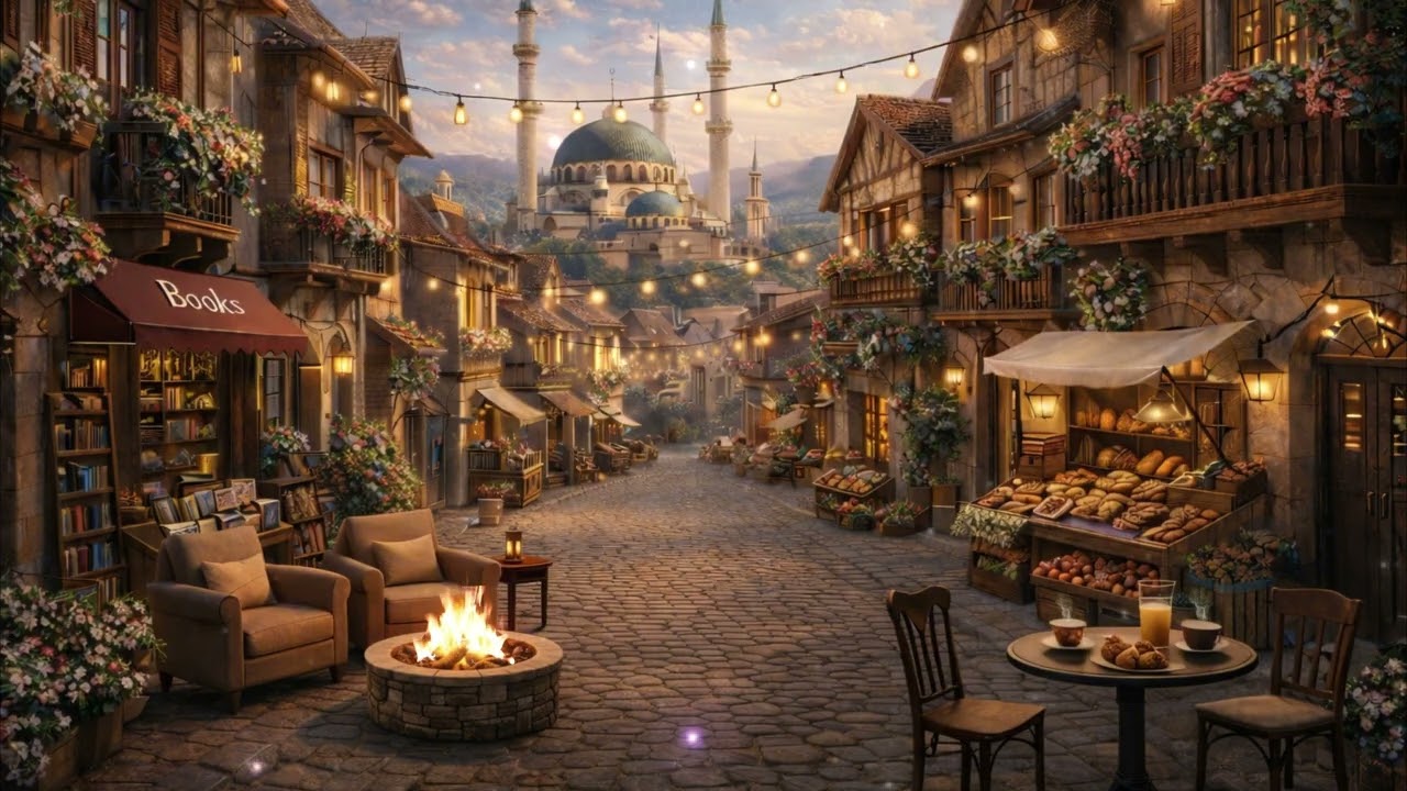 Cozy European Village Fireplace Ambience | 4K Relaxing Wallpaper