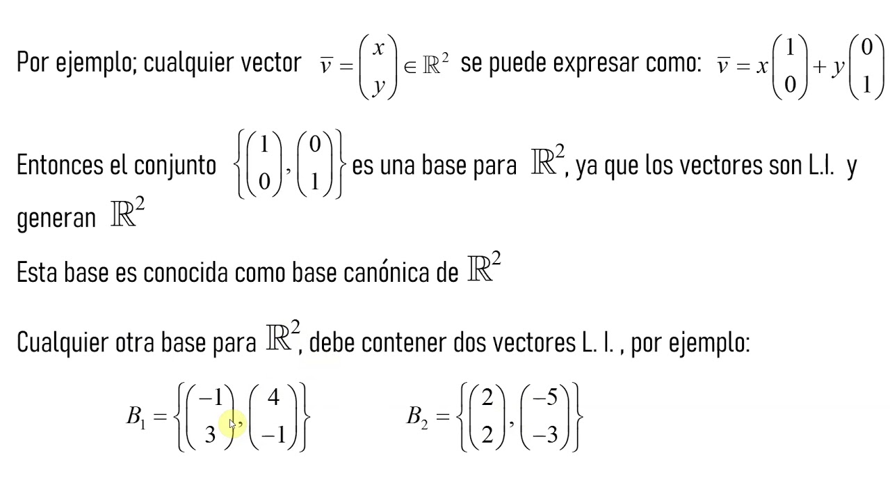 Base para un Espacio. Definición y Ejemplos