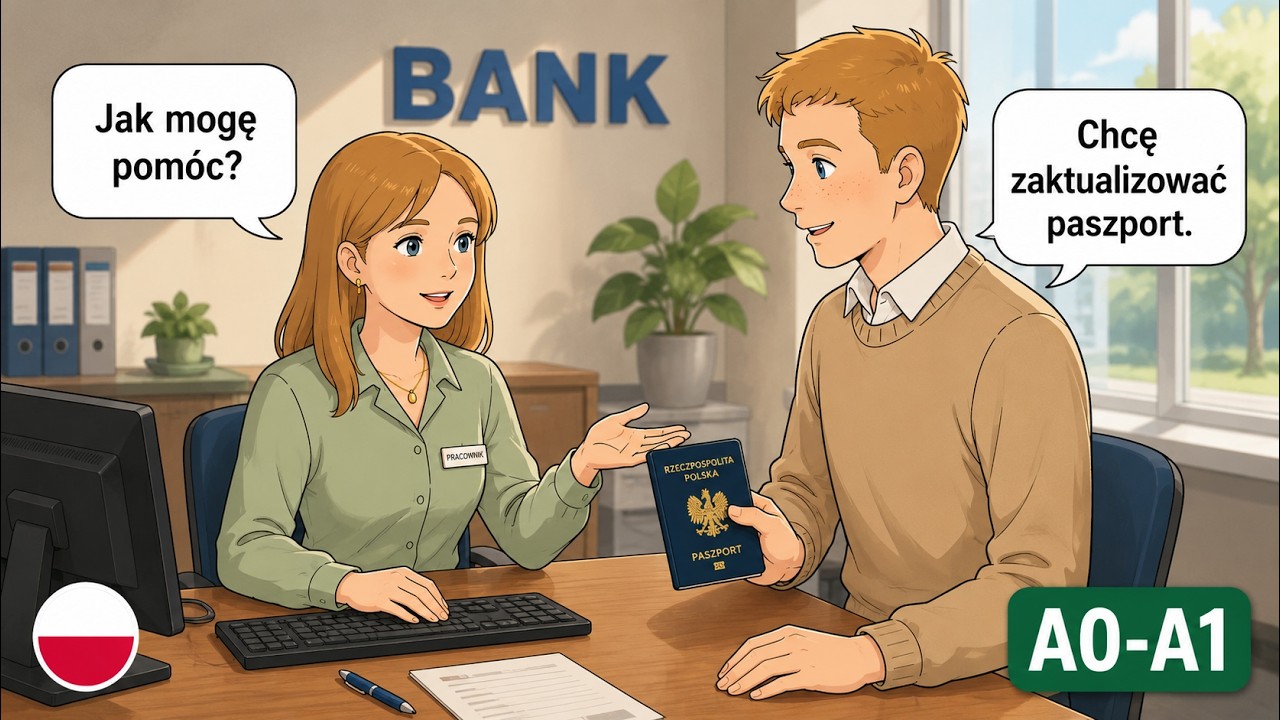 18 Minutes of Polish Bank Dialogues | Updating Passport (A0-A1)
