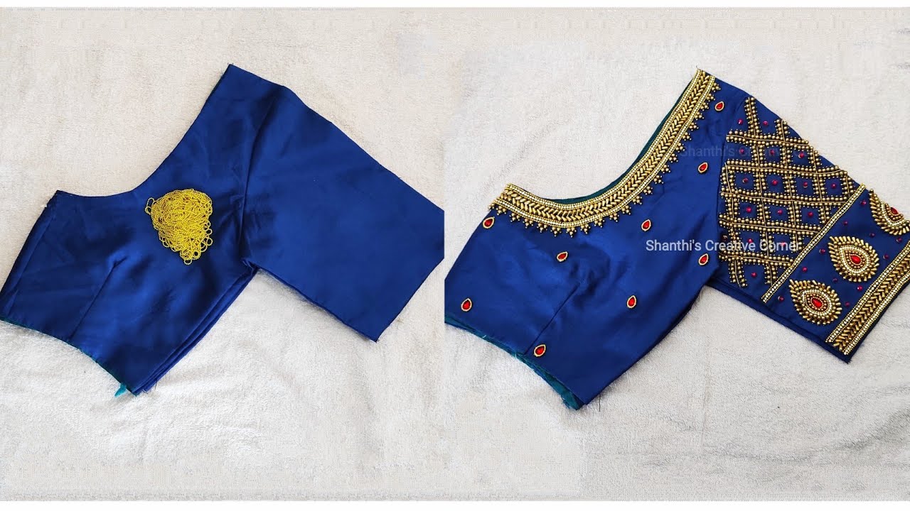 Very Grand & Heavy Bridal Work Blouse Design On Stitched Blouse With Normal Needle | Hand Embroidery