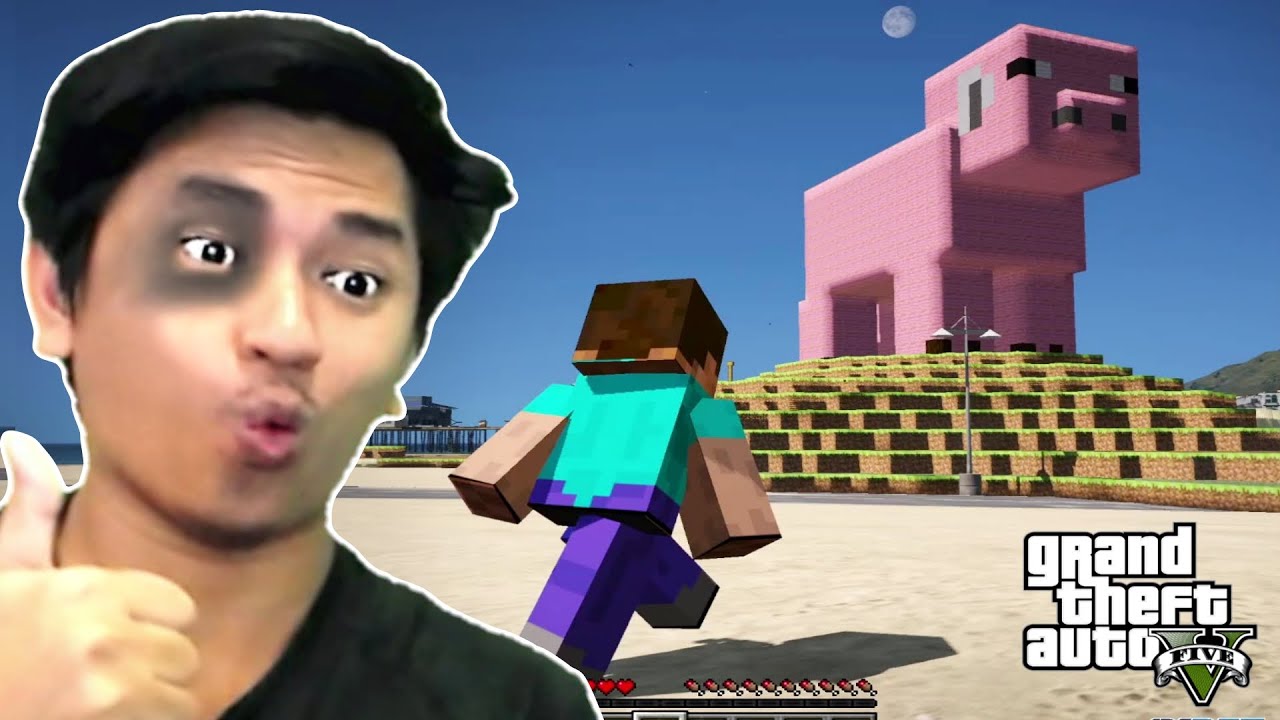 GTA 5 ប៉ុន្តែខ្ញុំគឺជា Steve ( Minecraft ) !!! 🤣