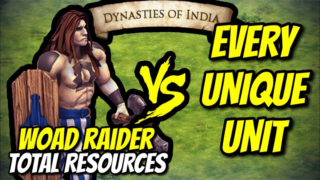 ELITE WOAD RAIDER vs EVERY UNIQUE UNIT (Total Resources) | AoE II: DE