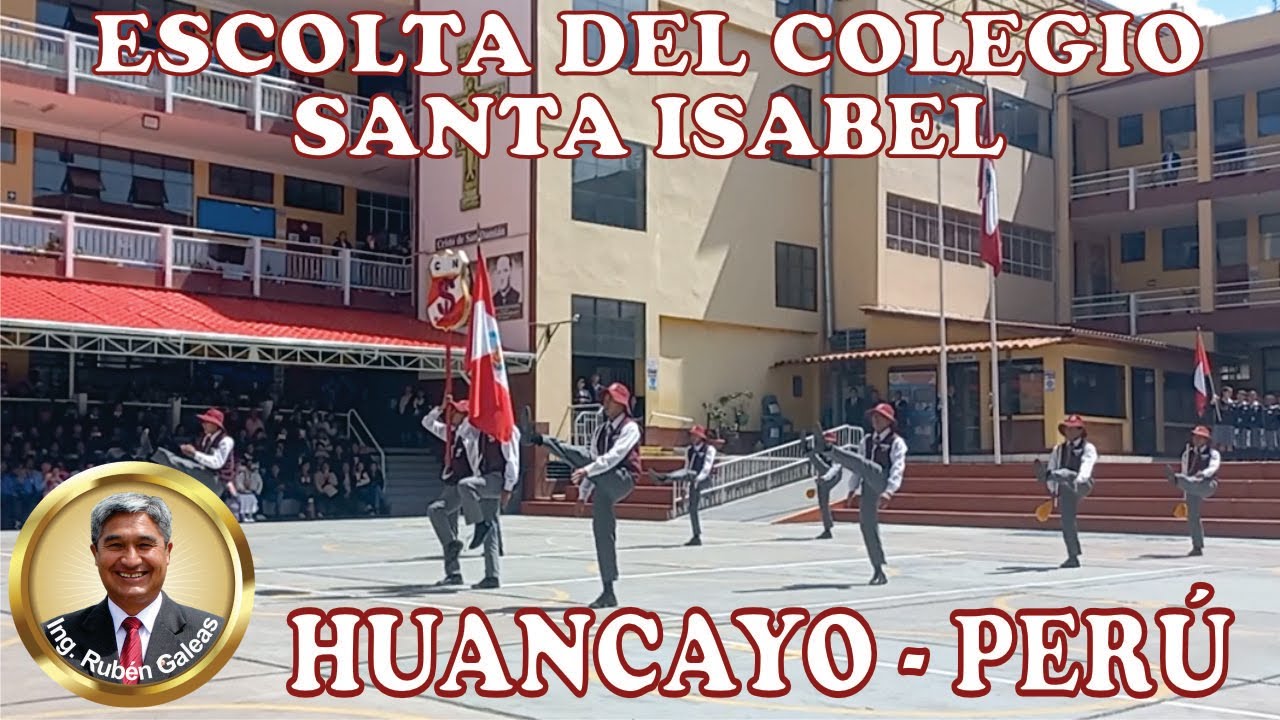 #huancayo. Escolta del Colegio Santa Isabel rinde homenaje al Colegio Nuestra Señora del Rosario.