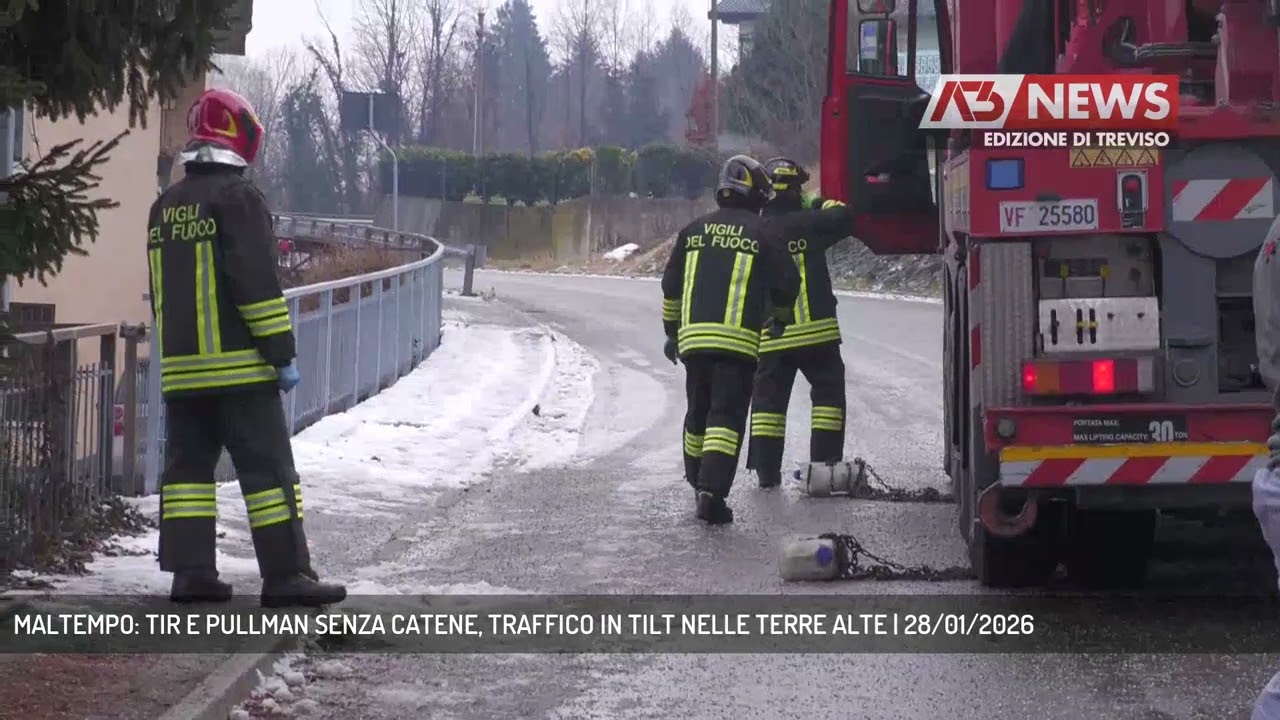 MALTEMPO: TIR E PULLMAN SENZA CATENE, TRAFFICO IN TILT NELLE TERRE ALTE | 28/01/2026