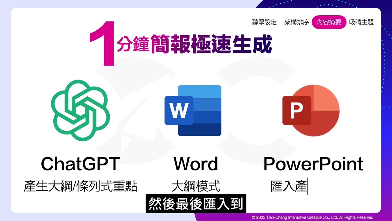 [免費1分鐘簡報極速生成] ChatGPT 生成內容快速轉換為 PPT流程教學！